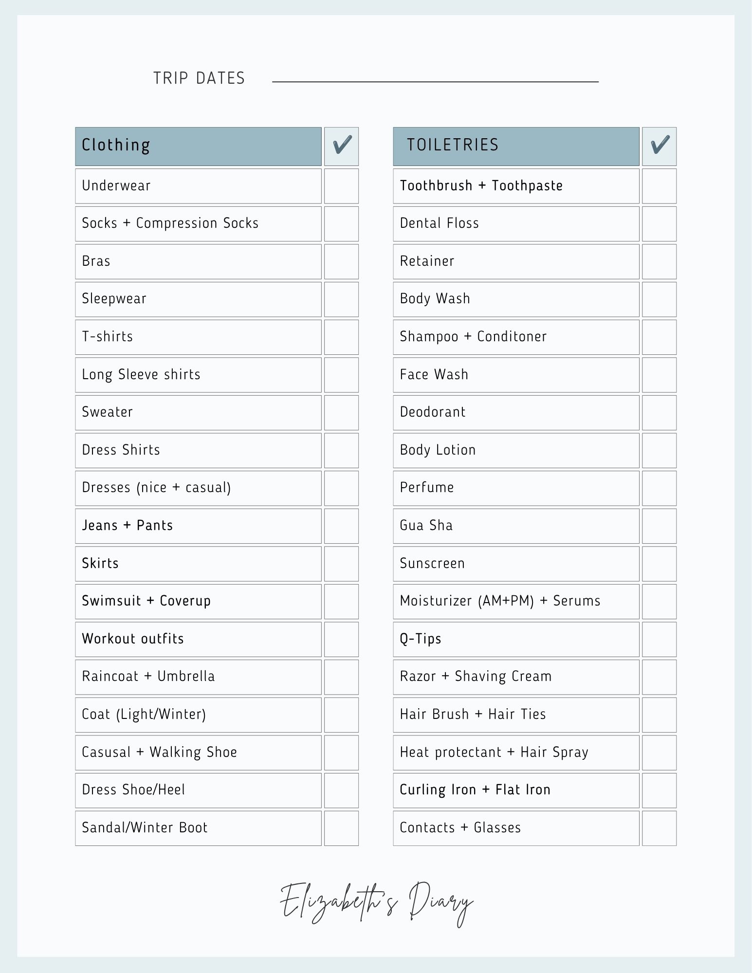 packing checklist page 2